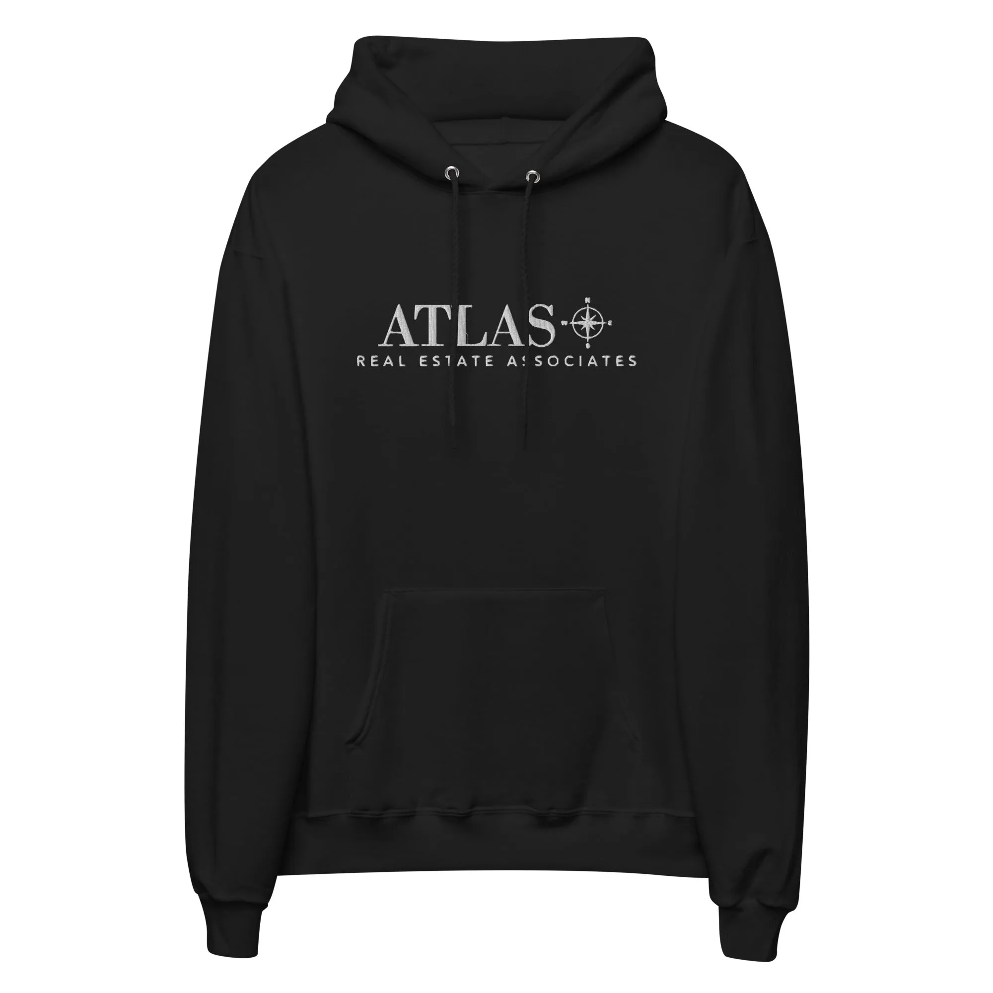 Atlas White Embroidered Unisex Fleece Hoodie