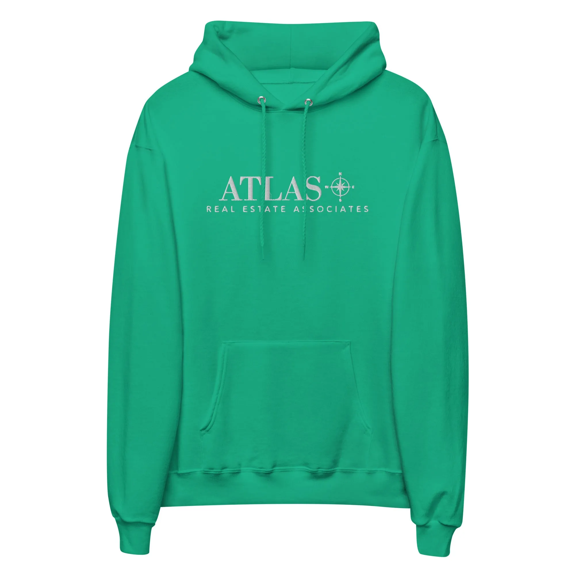 Atlas White Embroidered Unisex Fleece Hoodie