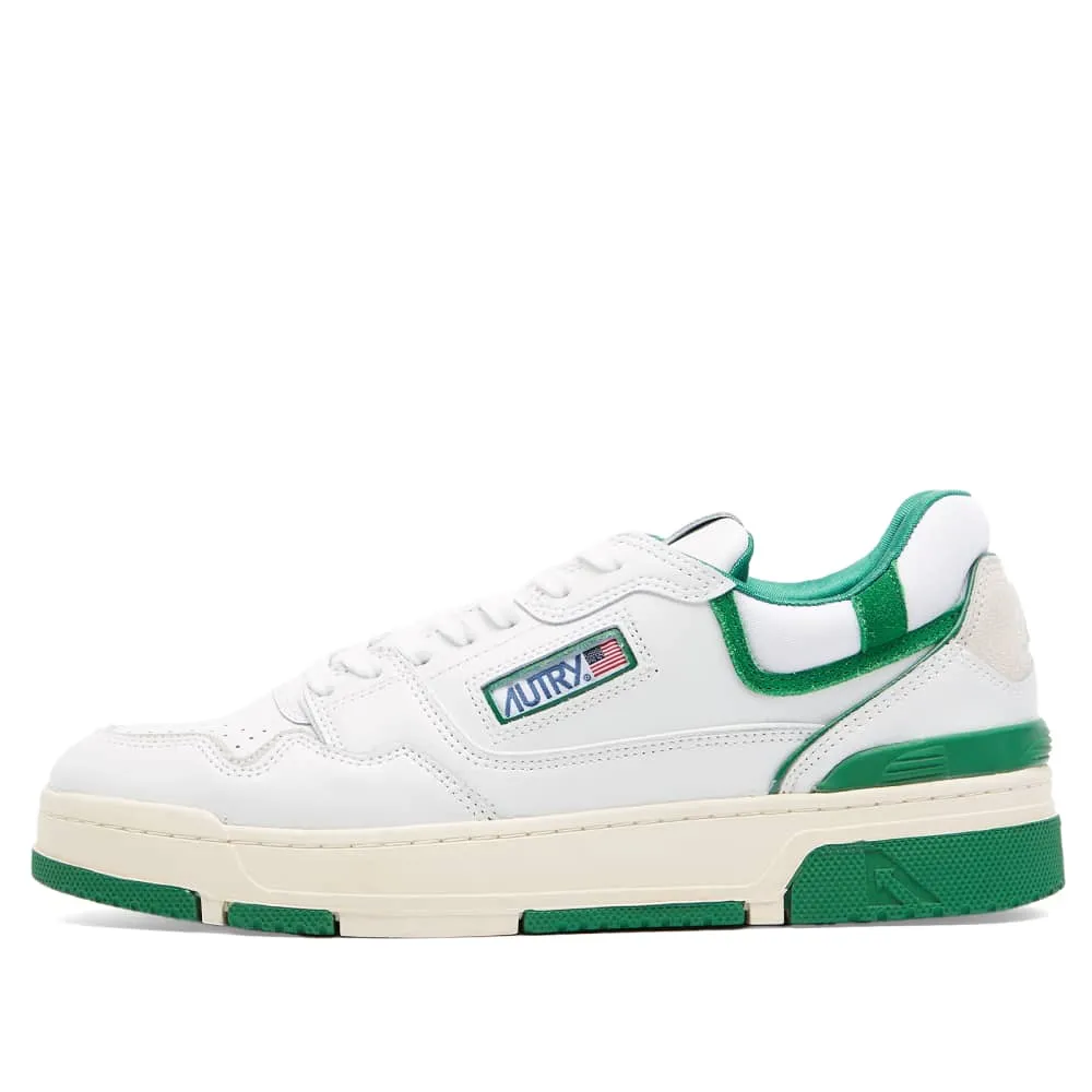 Autry CLC Low Leather Sneakers, White/Green