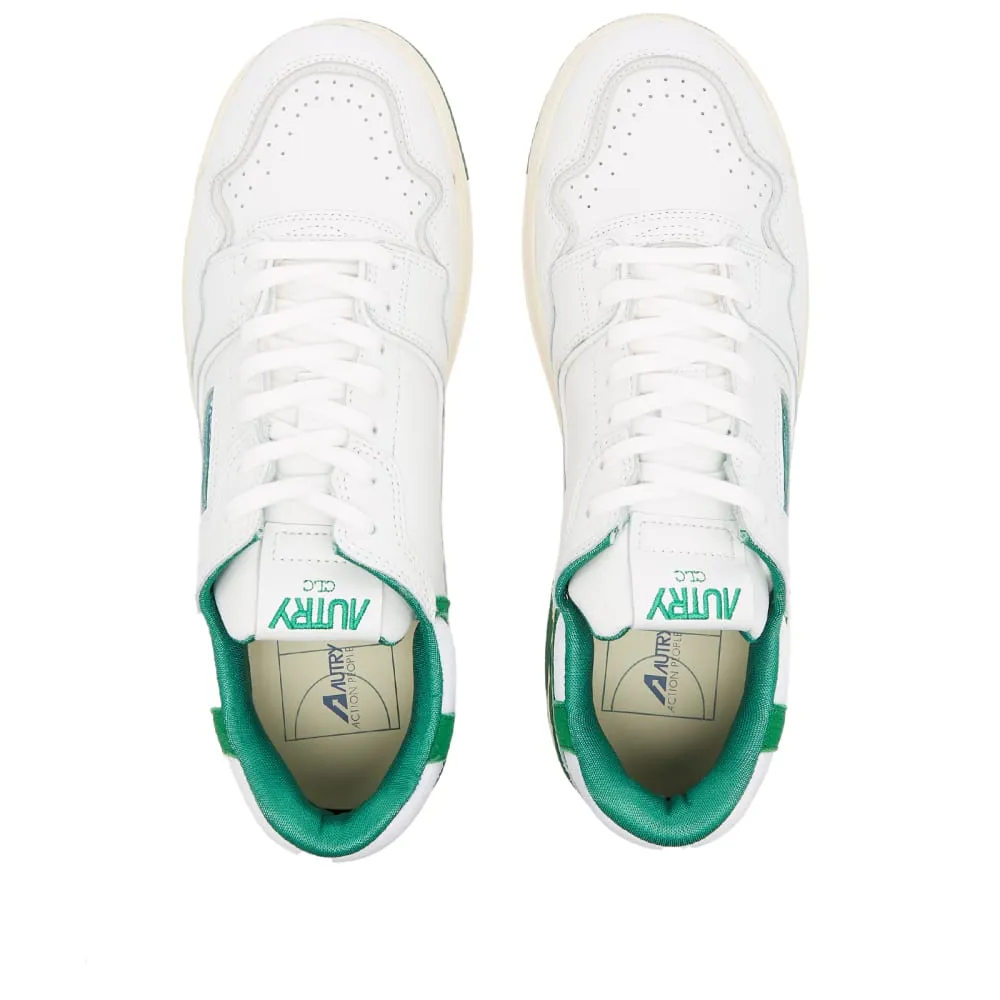 Autry CLC Low Leather Sneakers, White/Green