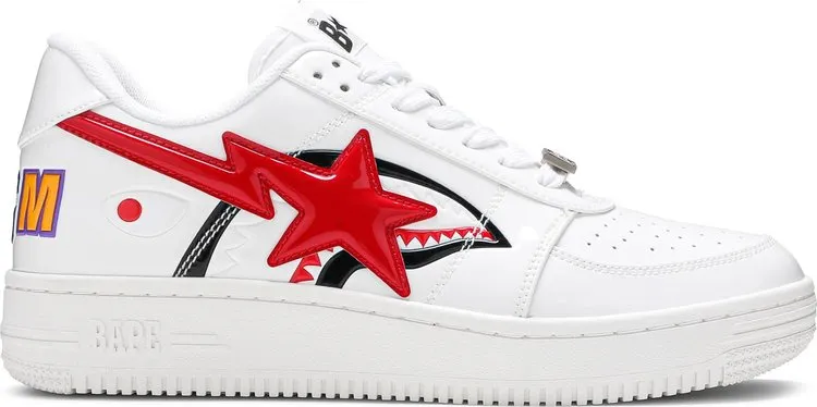 Bapesta Low White Shark Face Sneakers, white