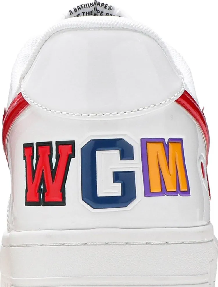 Bapesta Low White Shark Face Sneakers, white