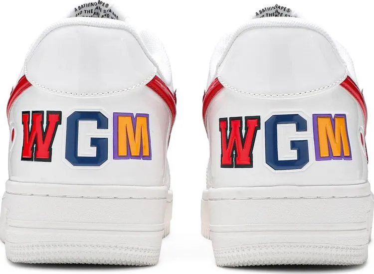Bapesta Low White Shark Face Sneakers, white