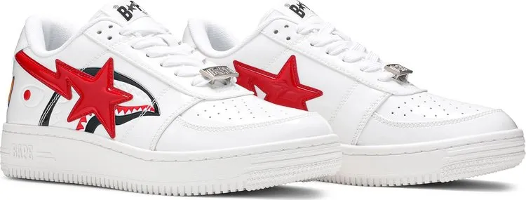 Bapesta Low White Shark Face Sneakers, white
