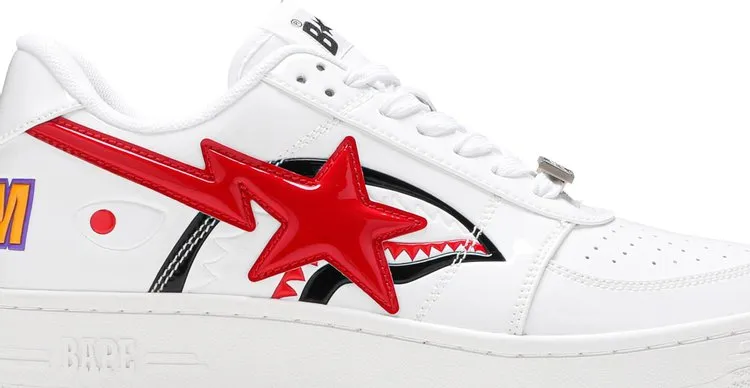 Bapesta Low White Shark Face Sneakers, white