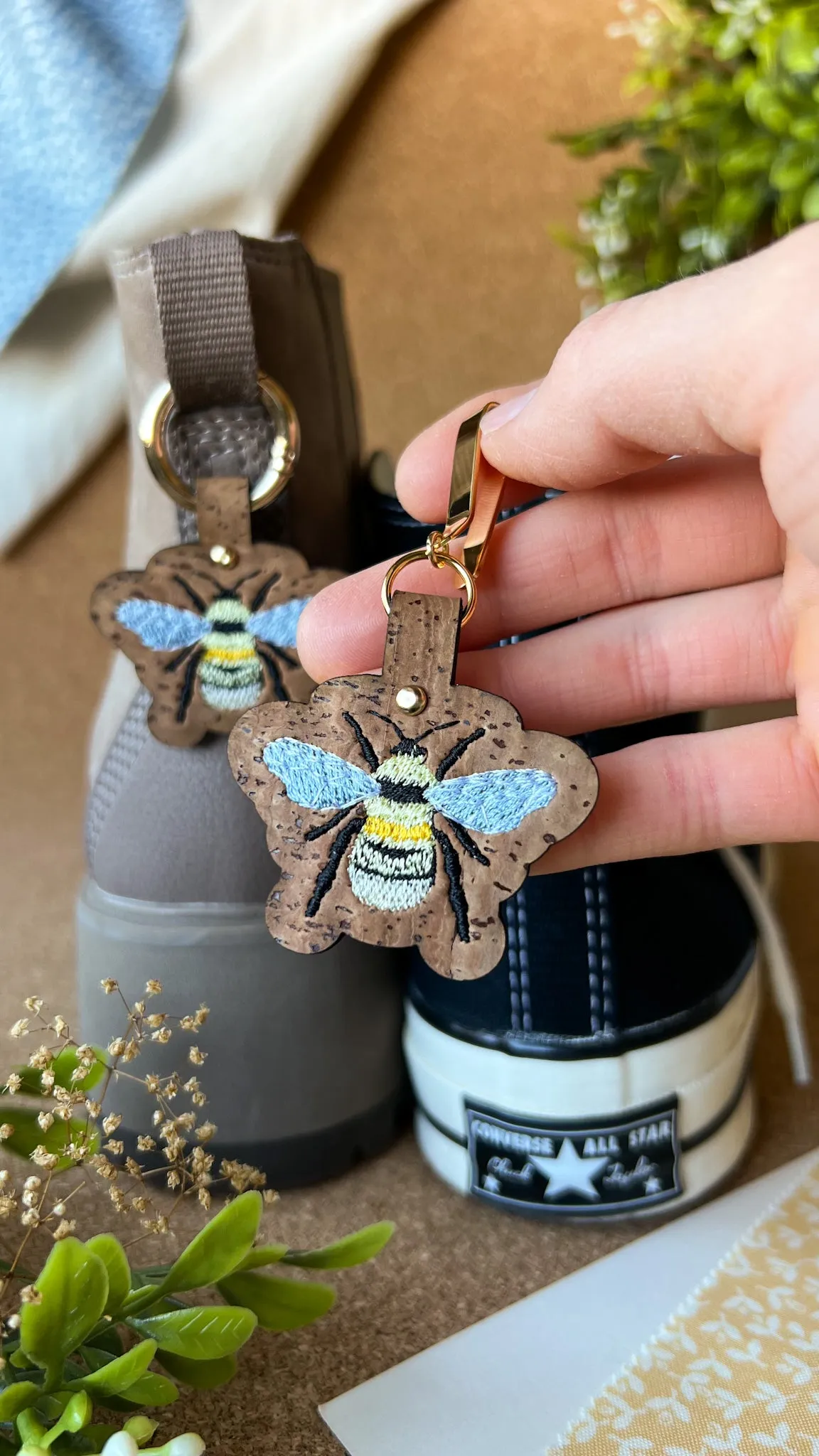 Bee Shoe Accessory | Embroidered Pull Loop Boot Charm, Shoe Charm, High Top Sneaker Clip or Boot Clip