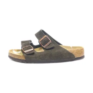 Birkenstock Arizona Flat Sandals Suede Green Colour For Women