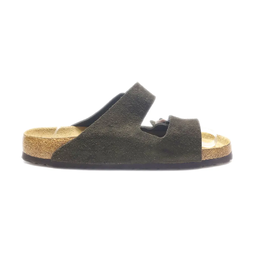 Birkenstock Arizona Flat Sandals Suede Green Colour For Women