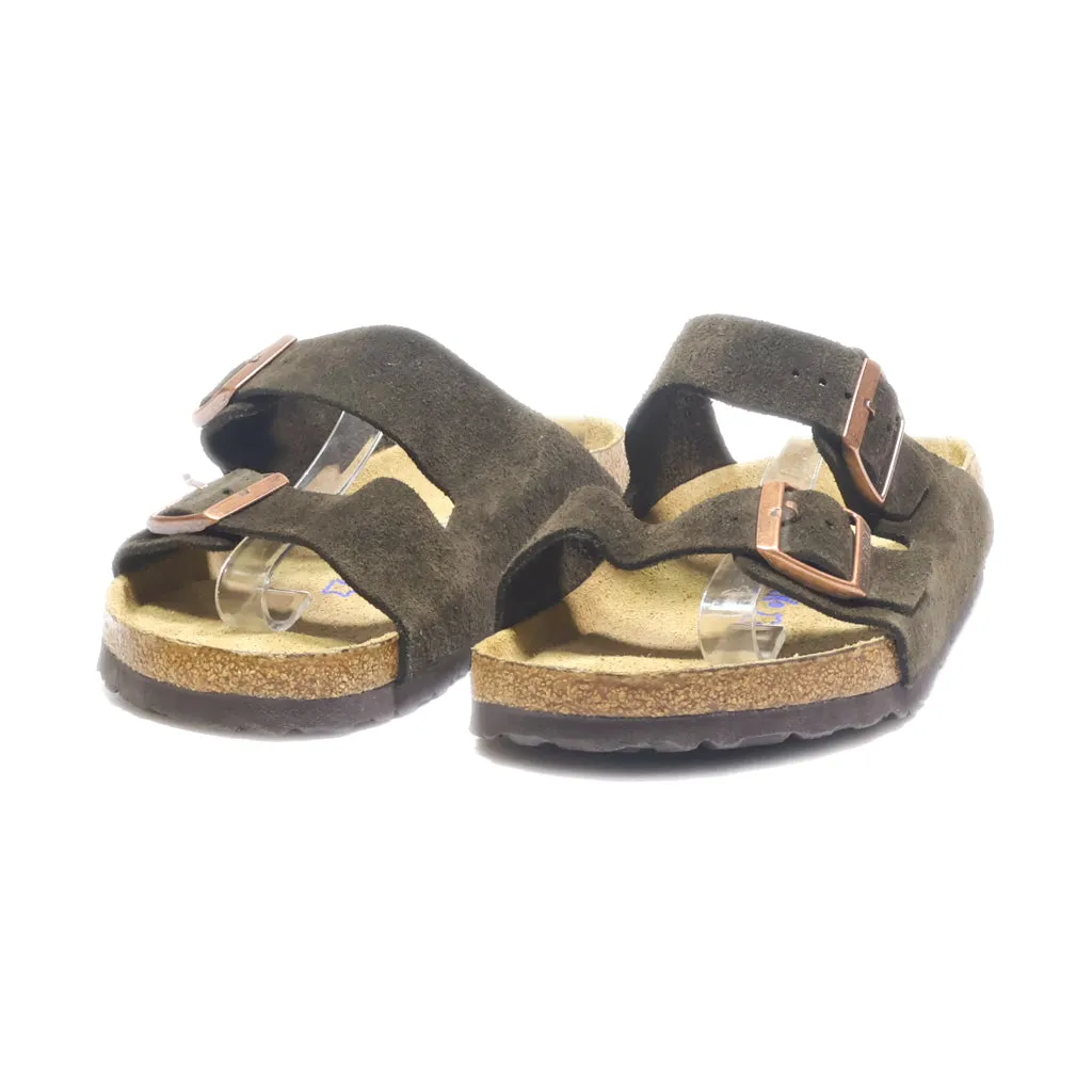 Birkenstock Arizona Flat Sandals Suede Green Colour For Women