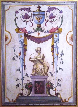 Blueish Grotesque Fresco Painting