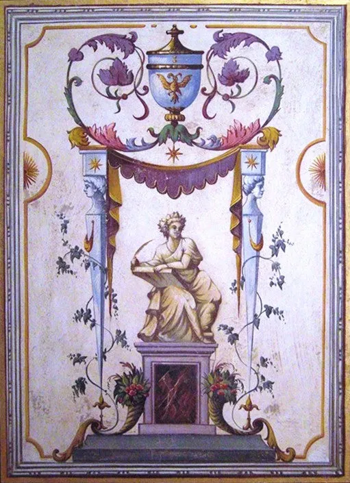 Blueish Grotesque Fresco Painting
