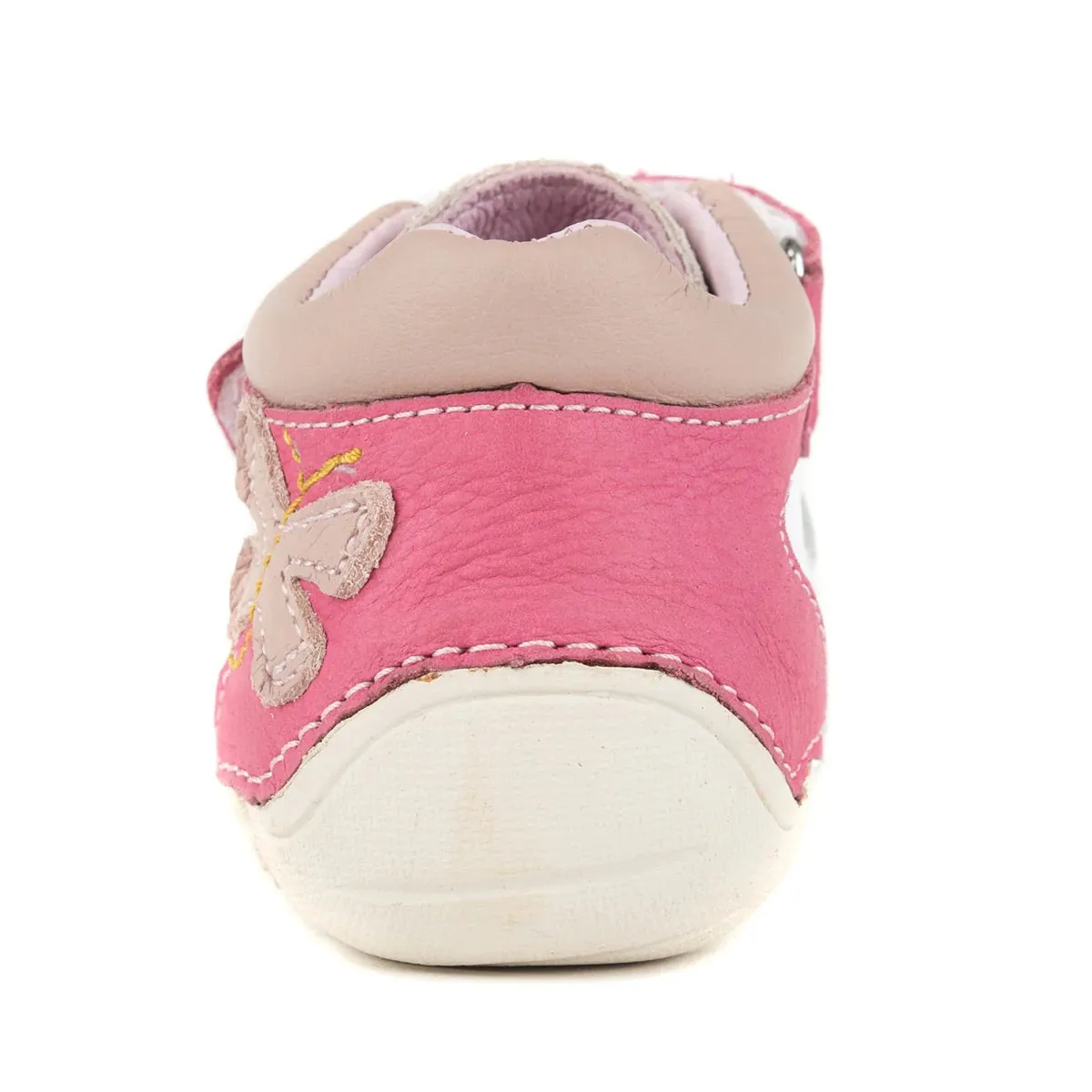 D.D. Step Toddler Girl Shoes White And Pink Butterfly Theme - Supportive Leather From Europe Kids Orthopedic