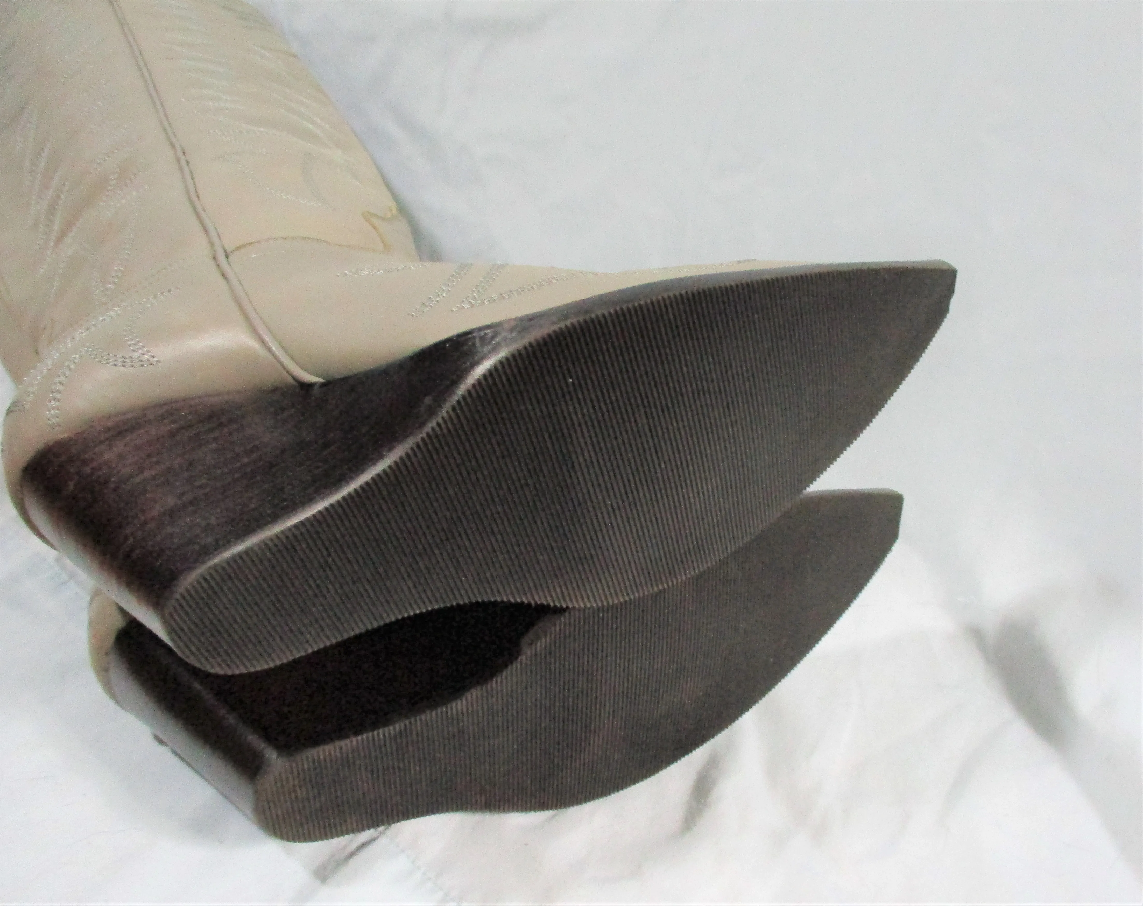 JEFFREY CAMPBELL Knee-High Cowboy Western Gringo Wedge Boot Leather 10 GRAY
