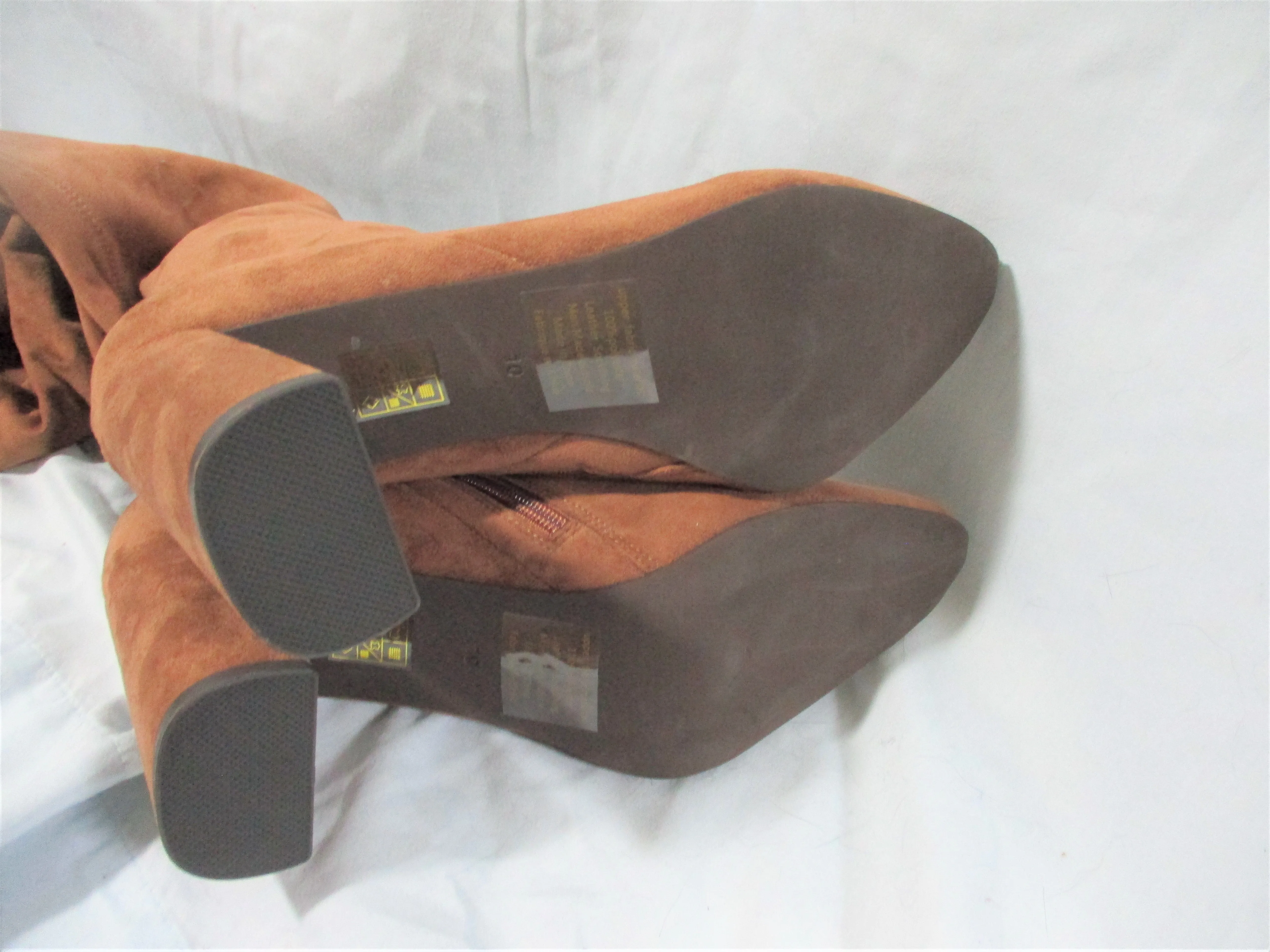 JEFFREY CAMPBELL Thigh High Boot Clingy Go-go Vegan 10 BROWN CAMEL