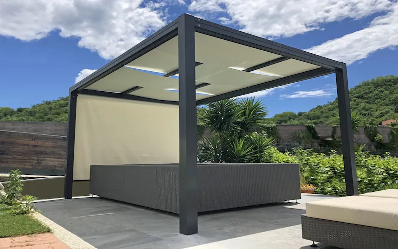 KUBE -SHADING PERGOLA WITH WOVEN CANOPIES