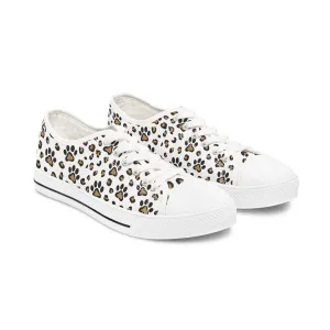Leopard Paw Print Women's Low Top Sneakers