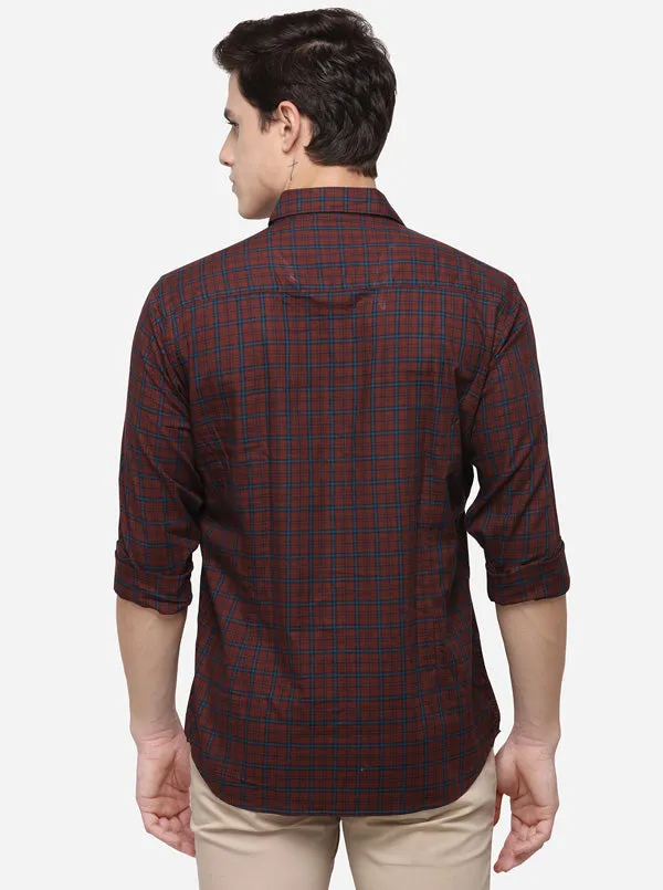 Maroon Tailored Fit Checked Casual Shirt | JadeBlue