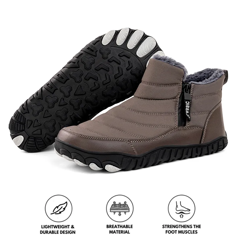 Men Thickened Warm Outdoor Leisure Side Zip Snow Boots Non-slip & Waterproof Winter Barefoot Shoes