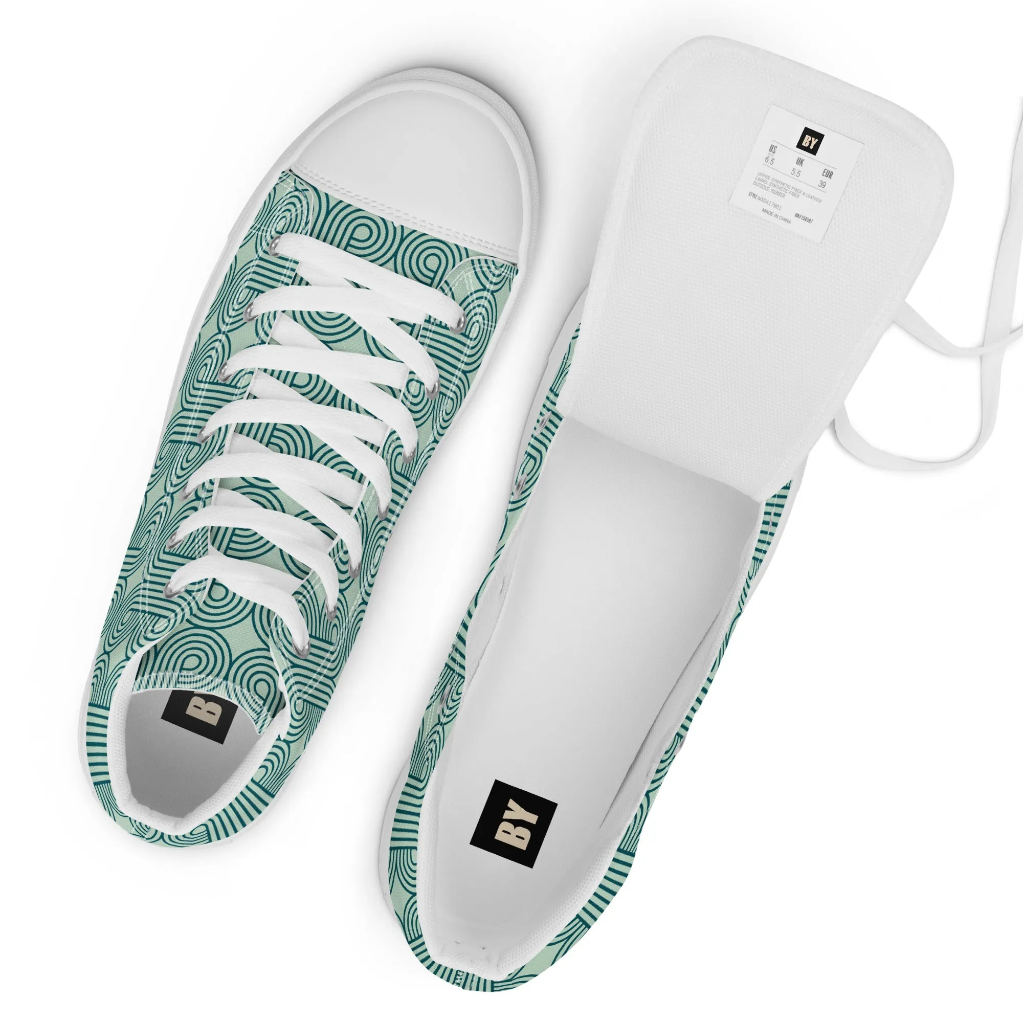 Men’s high top canvas sneaker with design pattern - Muhammad