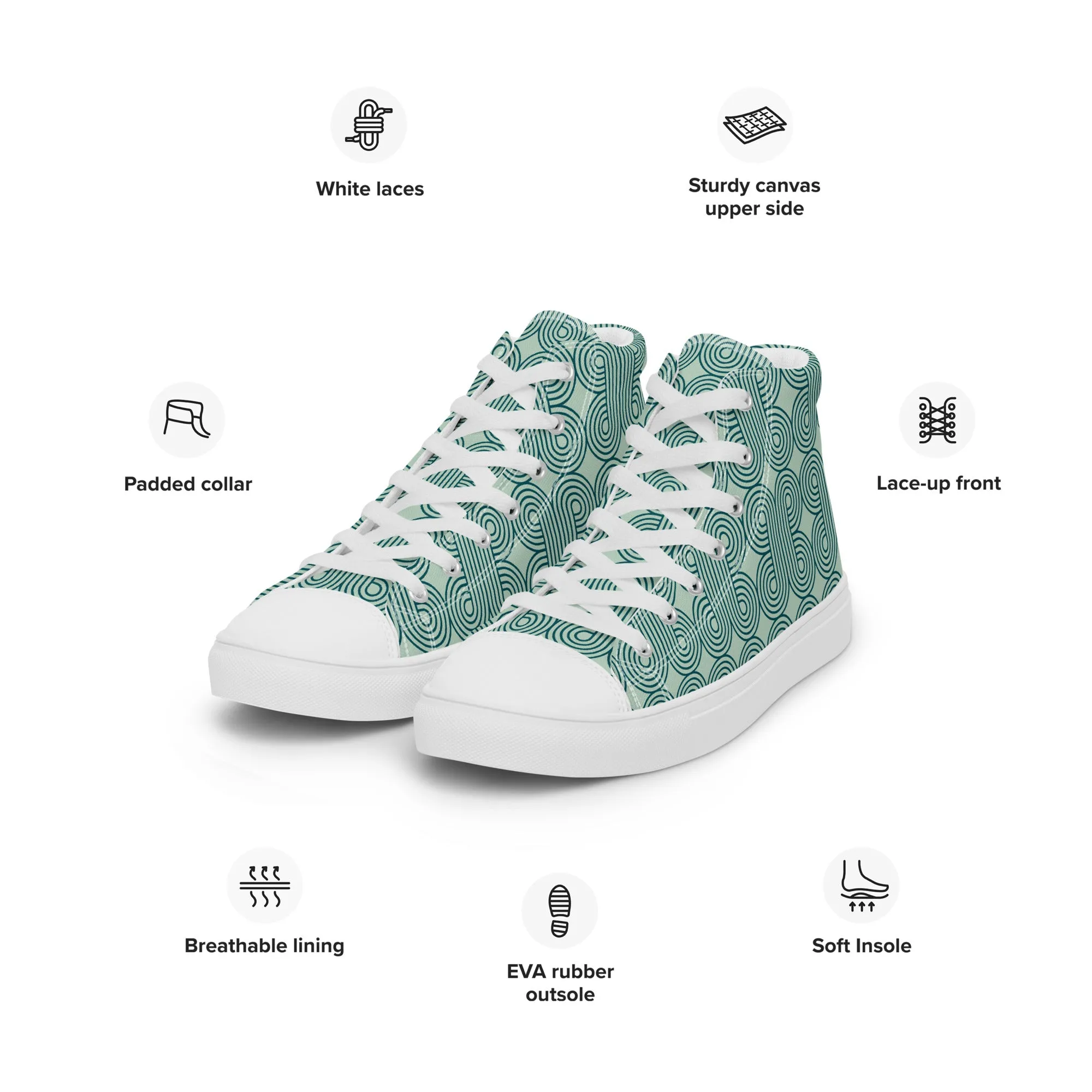 Men’s high top canvas sneaker with design pattern - Muhammad