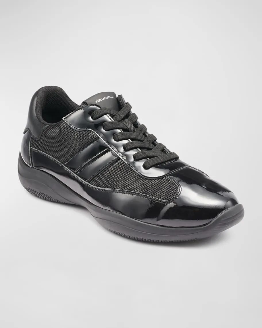 Men's low-top sneakers in nylon and matching patent leather Karl Lagerfeld Paris