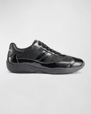Men's low-top sneakers in nylon and matching patent leather Karl Lagerfeld Paris