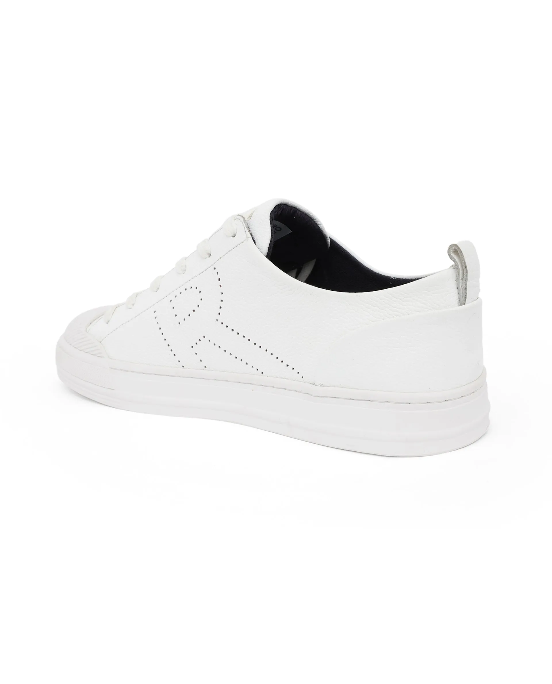 Rare Rabbit Mens Sauron Pro White Premium Milled Leather Lace Up Low Top Round Toe Sneaker Shoes