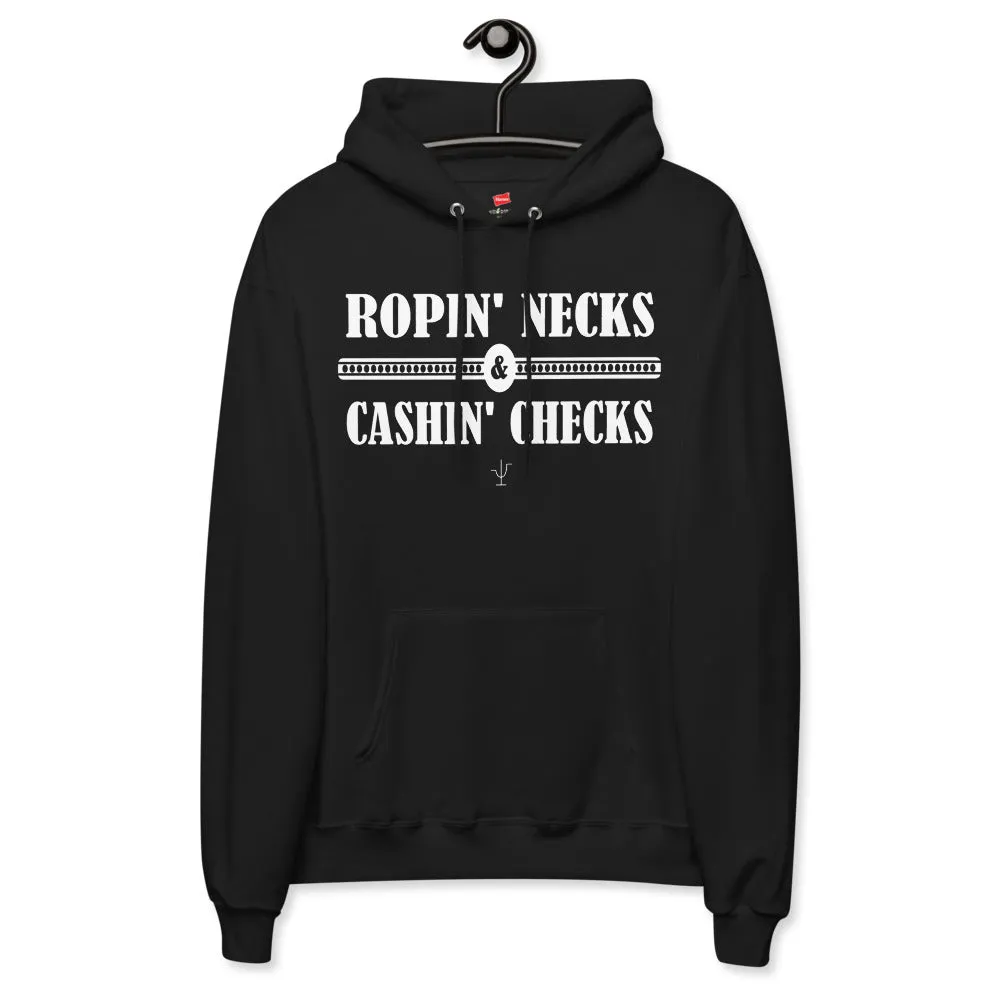 Ropin Necks and Cashin Checks Unisex fleece hoodie
