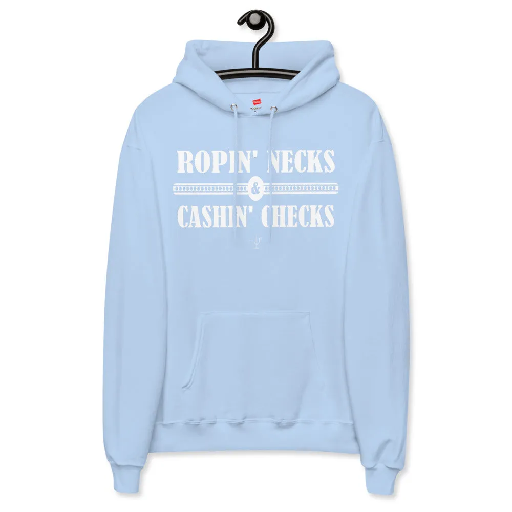 Ropin Necks and Cashin Checks Unisex fleece hoodie