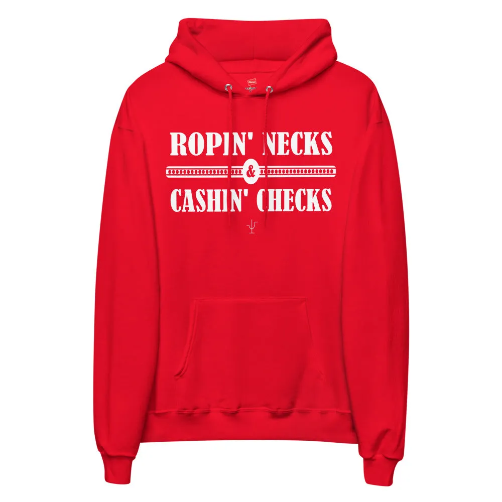 Ropin Necks and Cashin Checks Unisex fleece hoodie