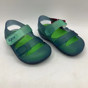 Size 4: igor Blue Green Jelly Velcro Sandals NEW