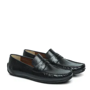 Snake Scales Textured Black Loafer