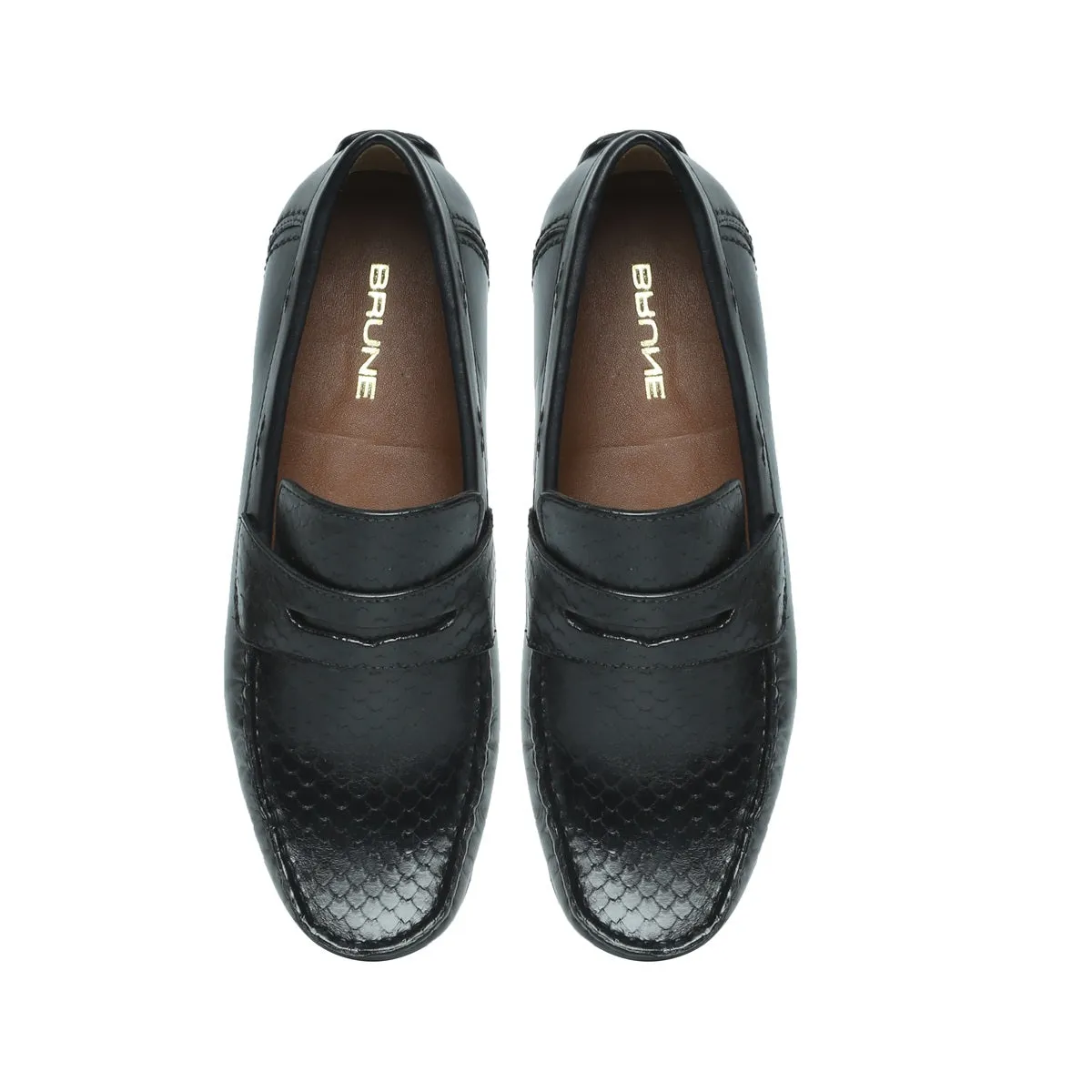 Snake Scales Textured Black Loafer