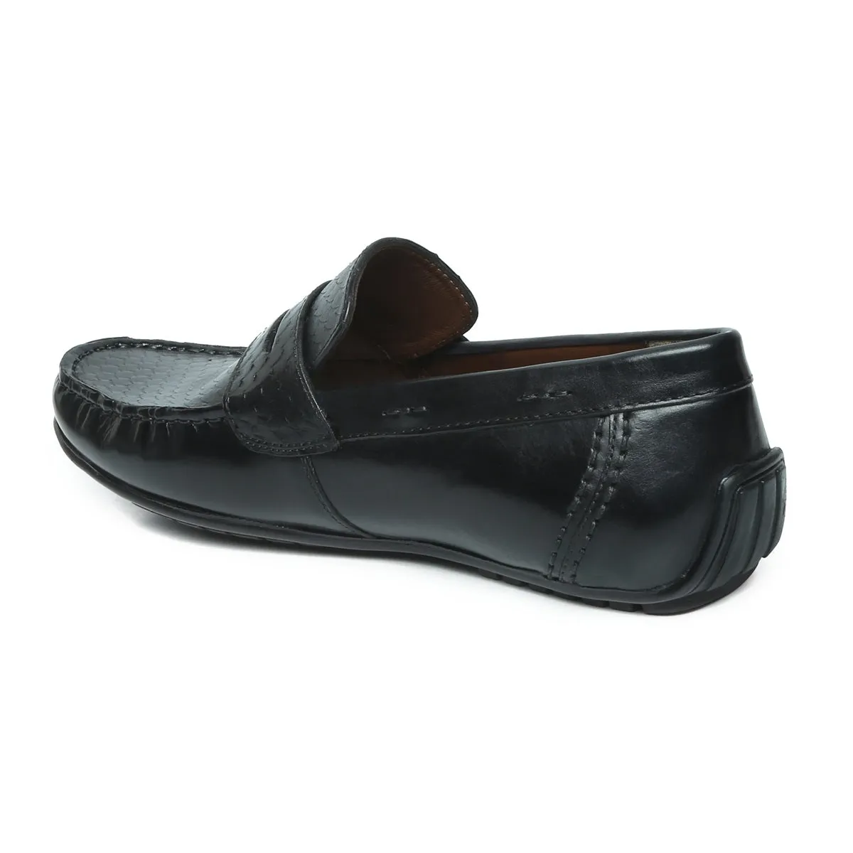 Snake Scales Textured Black Loafer