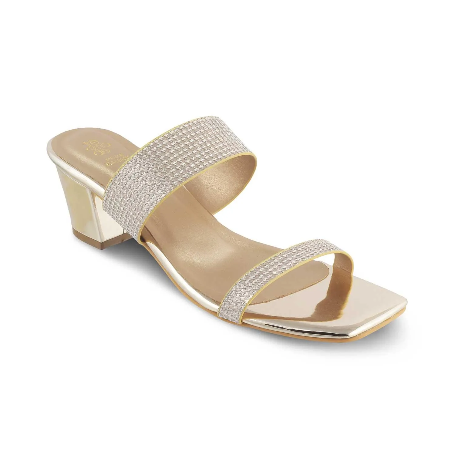The Cos Gold Women's Dress Block Heel Sandals Tresmode