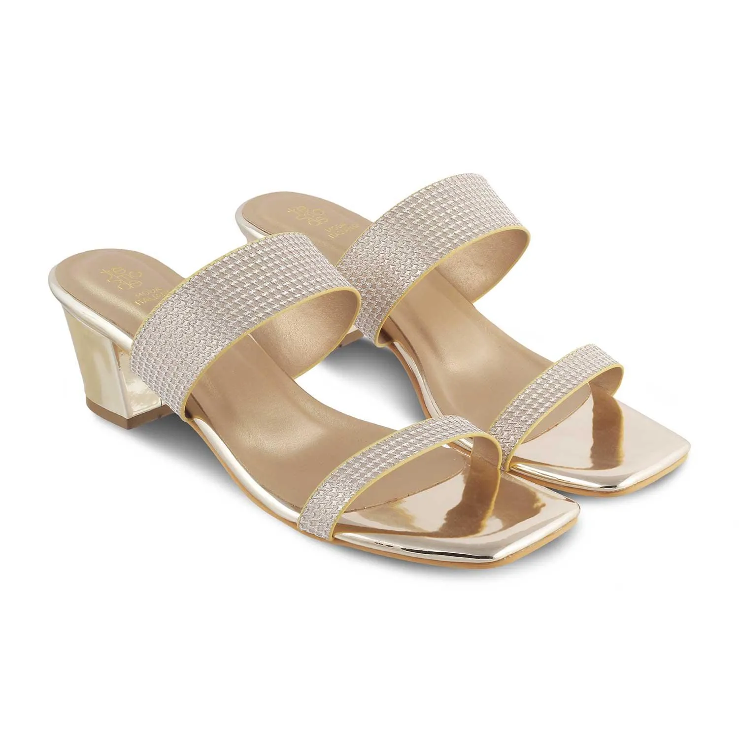 The Cos Gold Women's Dress Block Heel Sandals Tresmode