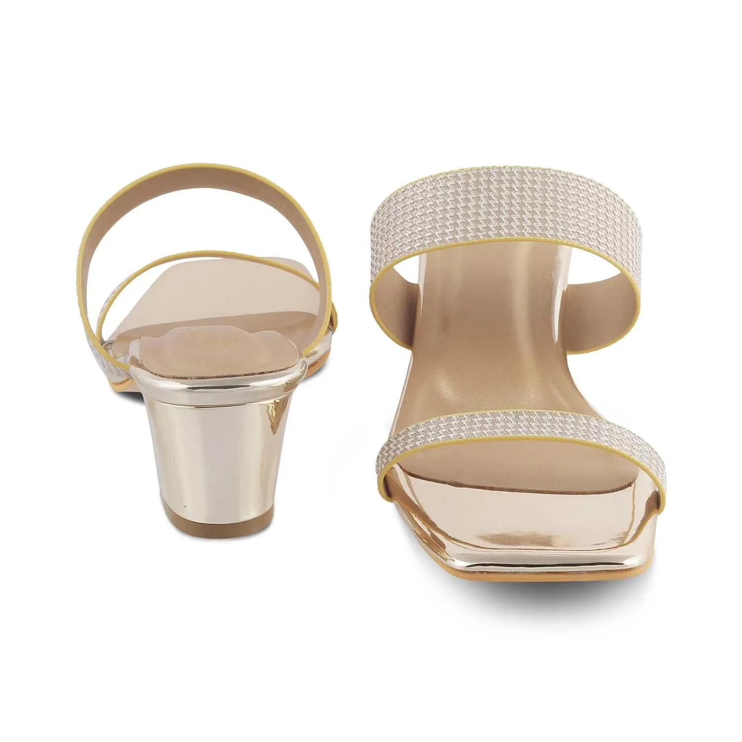 The Cos Gold Women's Dress Block Heel Sandals Tresmode