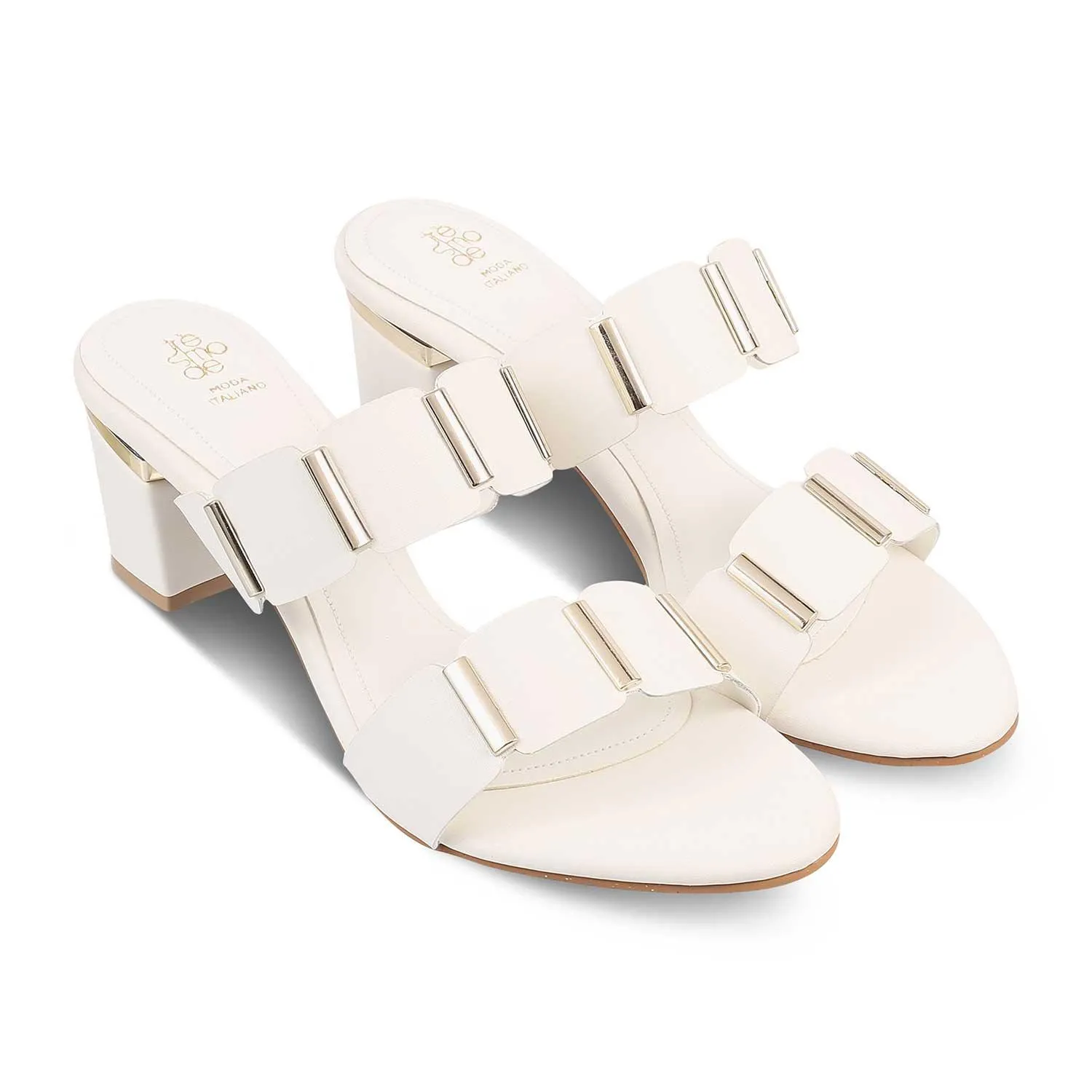 The Valer White Women's Dress Block Heel Sandals Tresmode